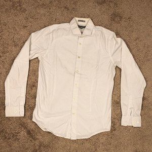 Mens EXPRESS White Polka Dotted Dress Shirt